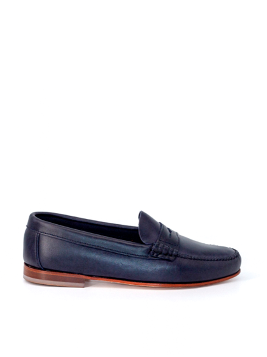Mocasines de mujer 2200P antifaz piel vegetal color azul – Castellano®