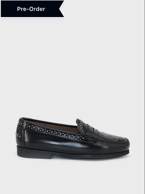 Mocasines 2200PT con tachas de piel antik color negro - ON DEMAND