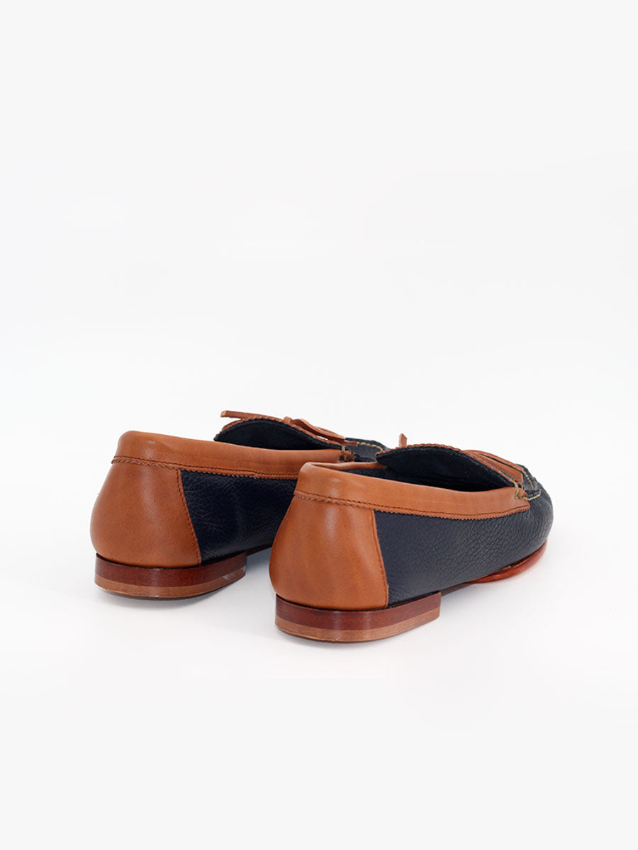 Mocasines 2234P de piel grabada color marino