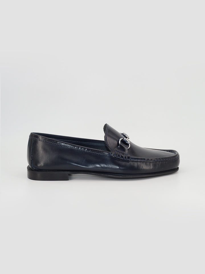 Men's loafers 2933 navy blue leather
