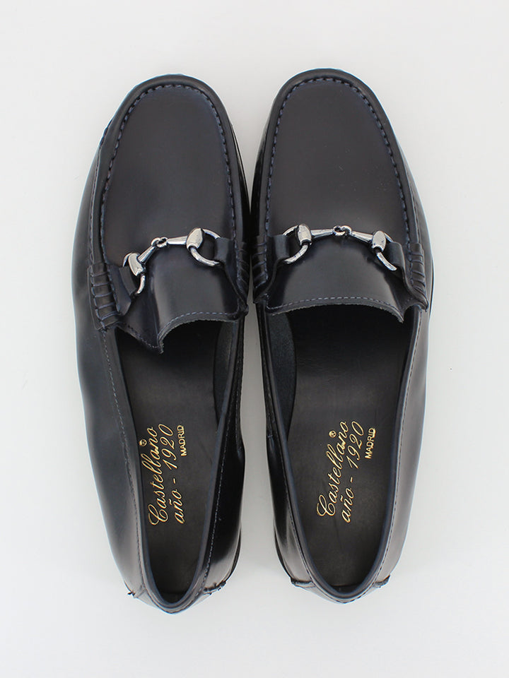 Men's loafers 2933 navy blue leather