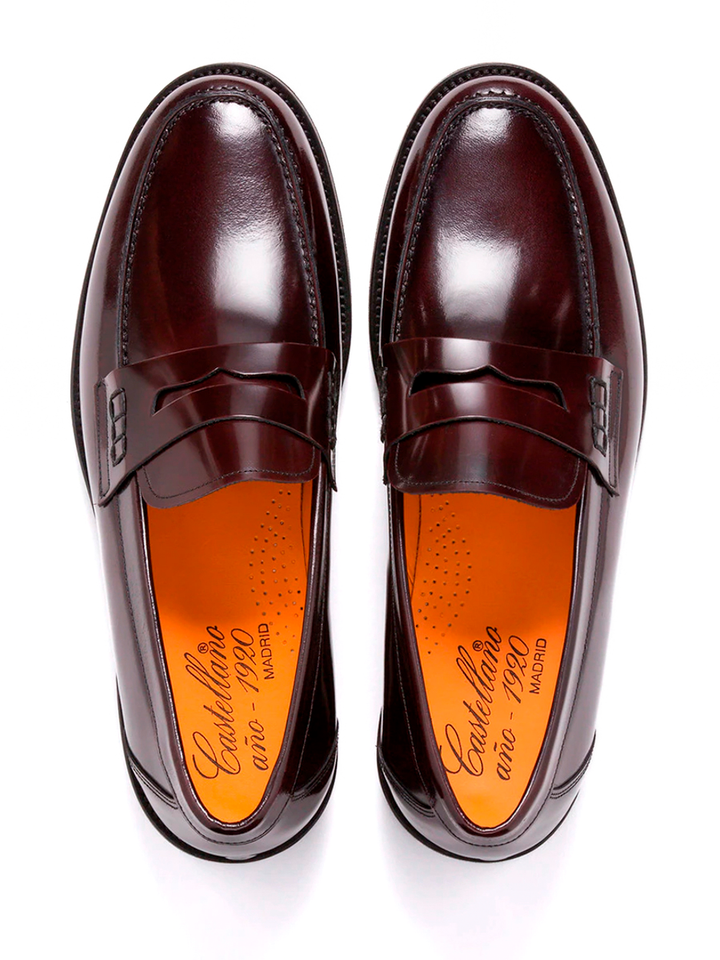 Mocasines Florencia de piel antik color burdeos