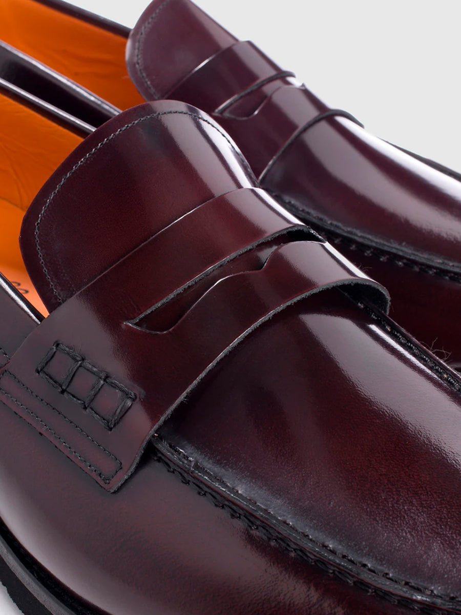 Mocasines Florencia de piel antik color burdeos