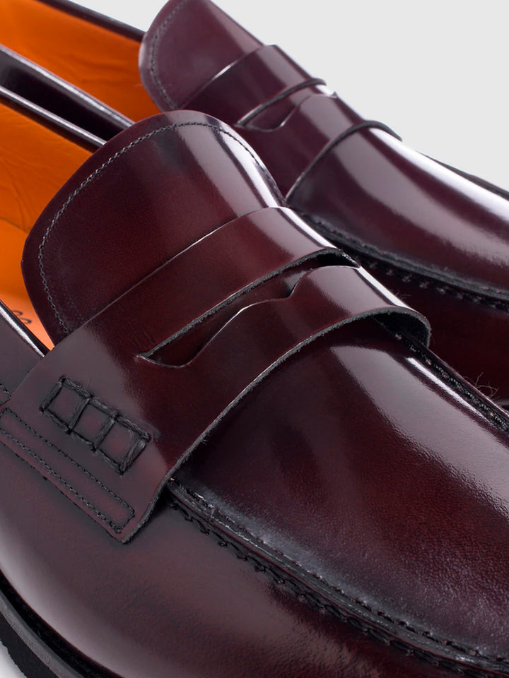 Mocasines Florencia de piel antik color burdeos