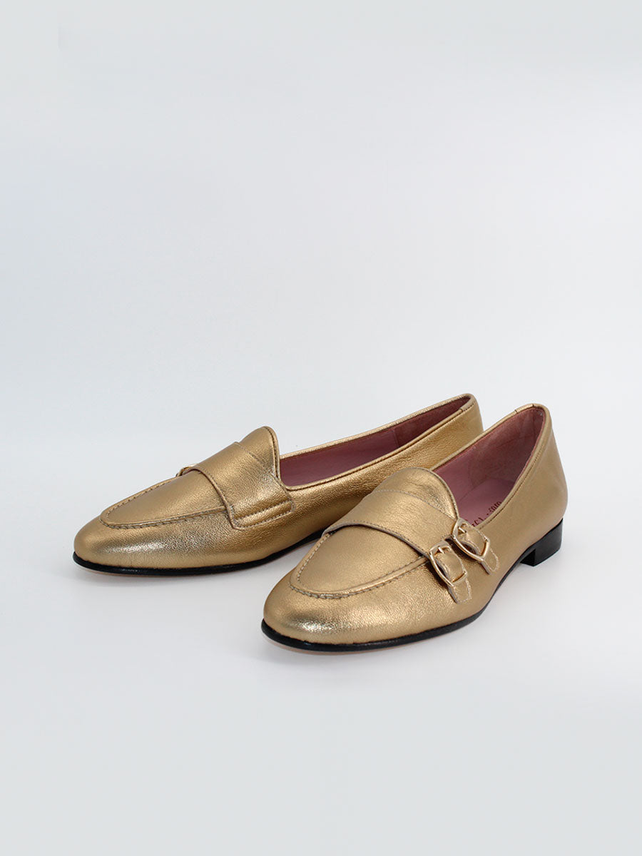 Mocasines de mujer Gala dos hebillas color oxido