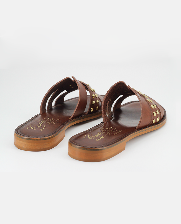 Sandalia Castellano Gaia en piel marrón