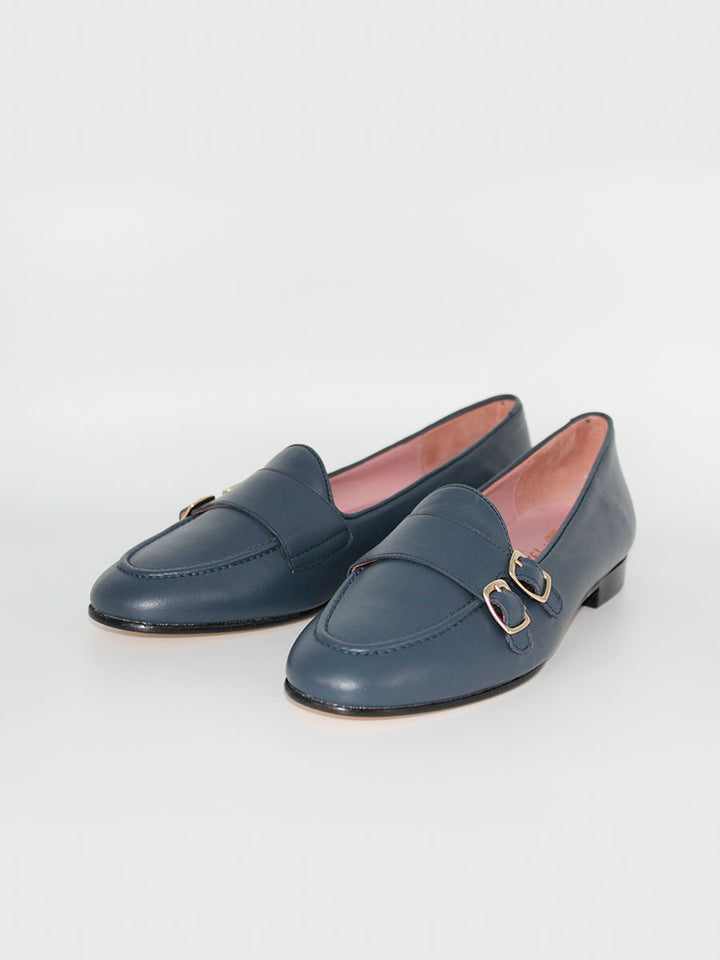 Mocasines de mujer Gala dos hebillas color jeans