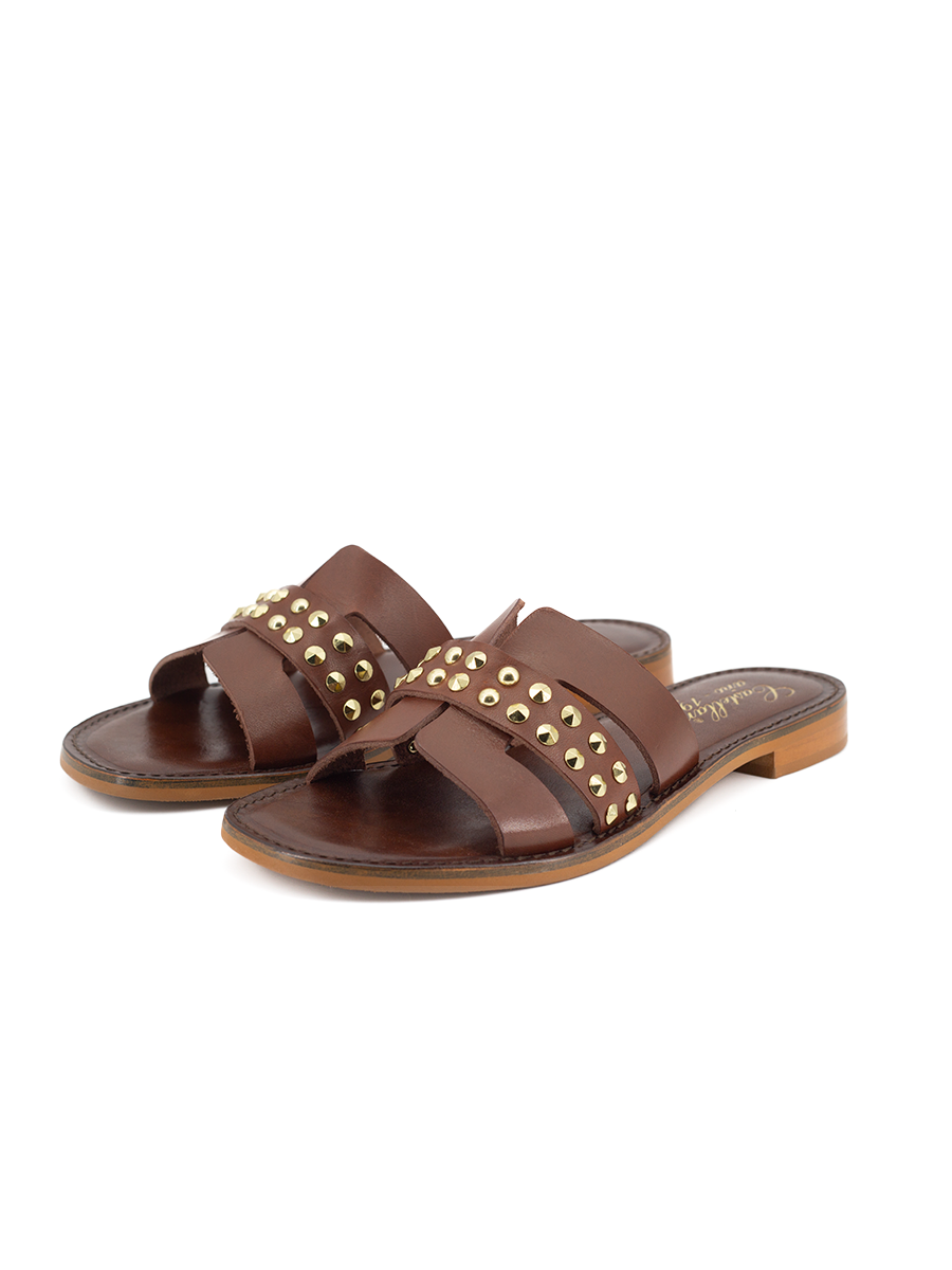 Sandalia Castellano Gaia en piel marrón