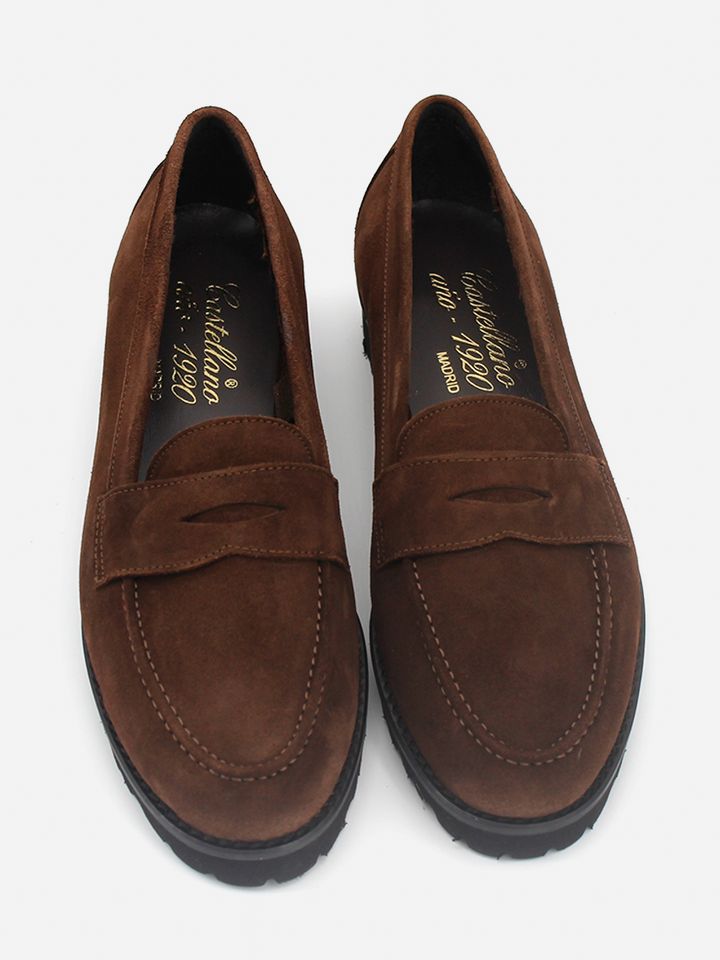 Zapatos Castellano de mujer modelo Mallorca en piel serraje color castaño