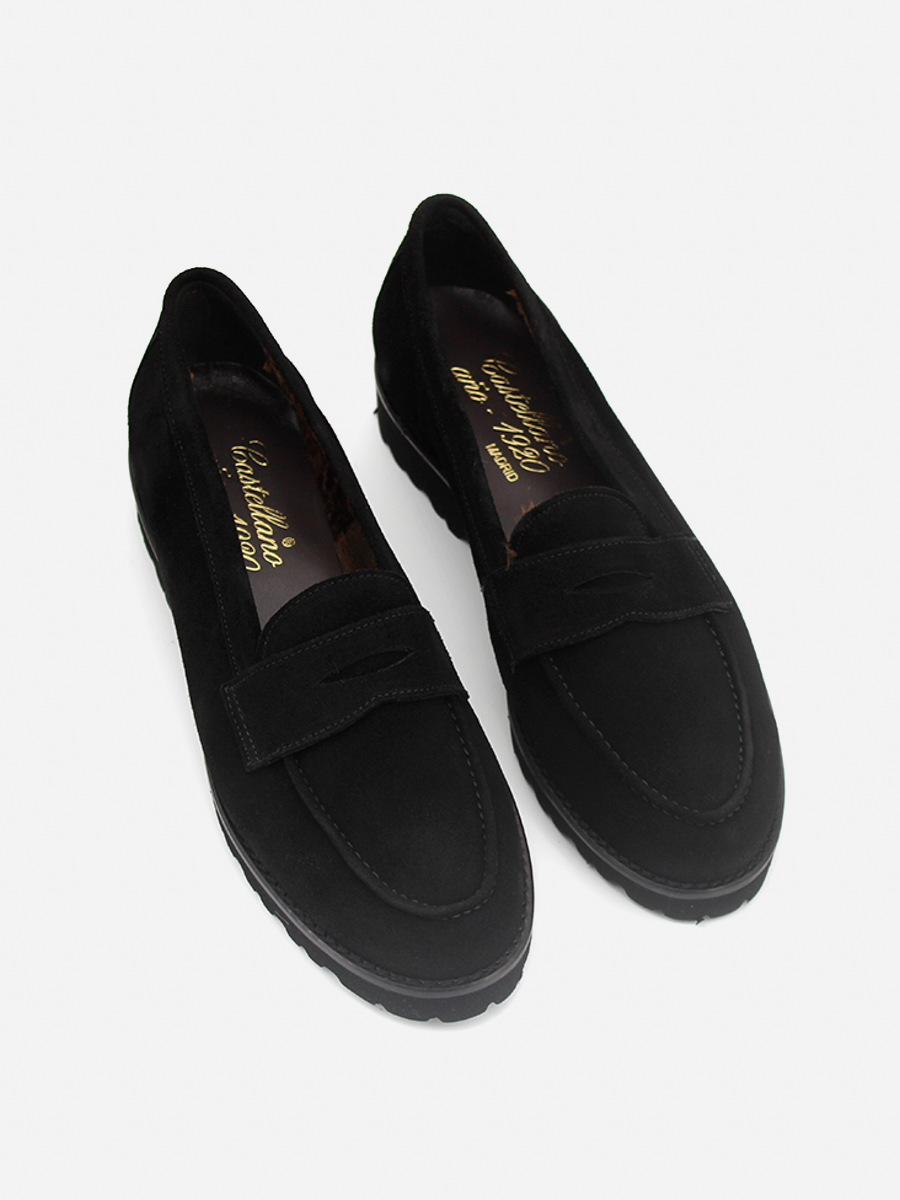 Zapatos Castellano de mujer modelo Mallorca en piel serraje color negro