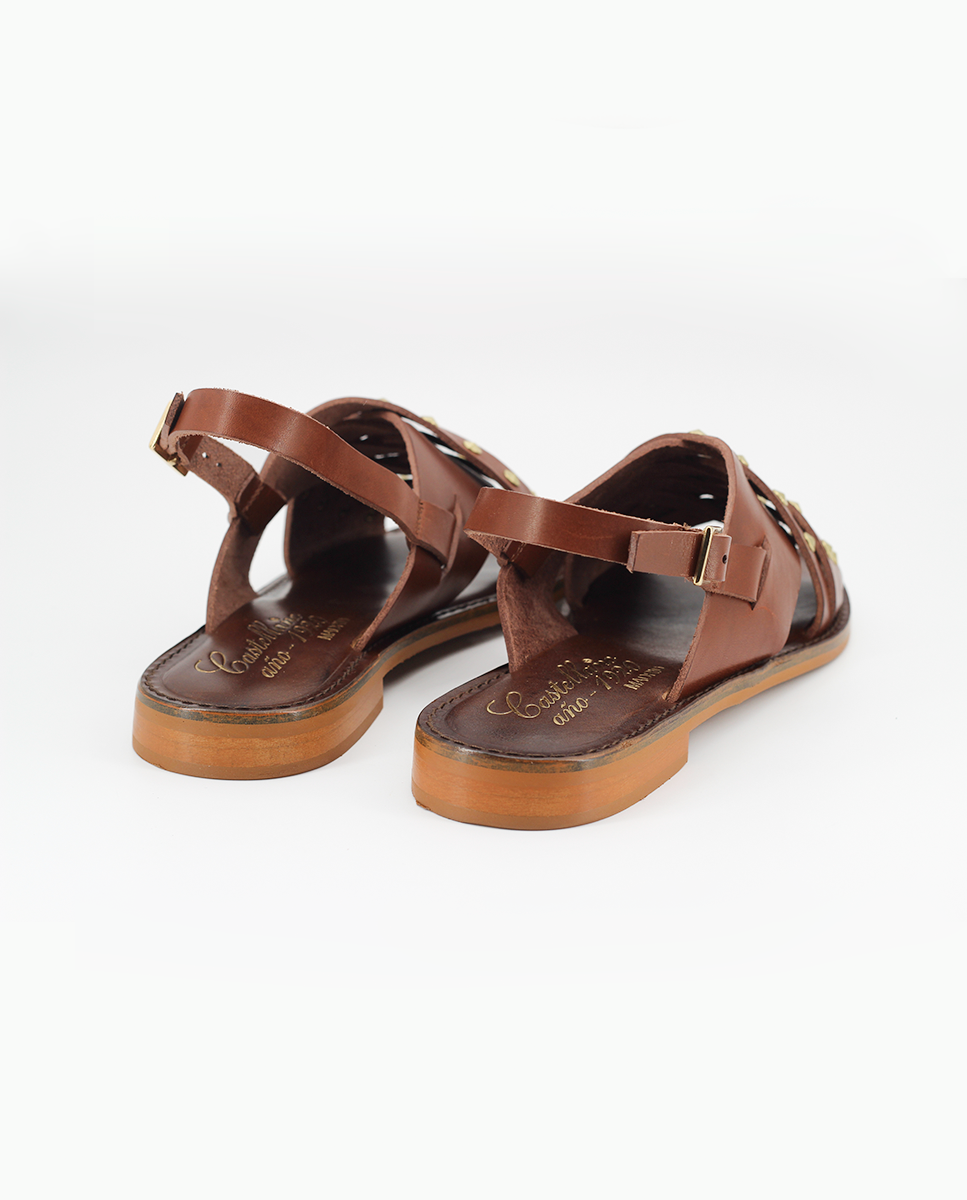 Sandalia Castellano Nice en piel marrón