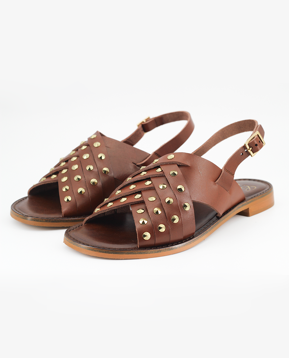 Sandalia Castellano Nice en piel marrón