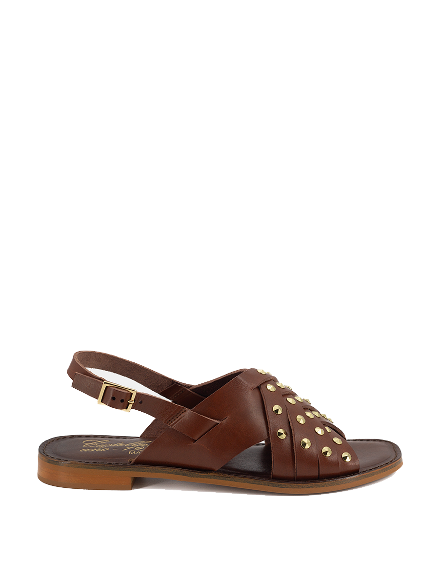 Sandalia Castellano Nice en piel marrón