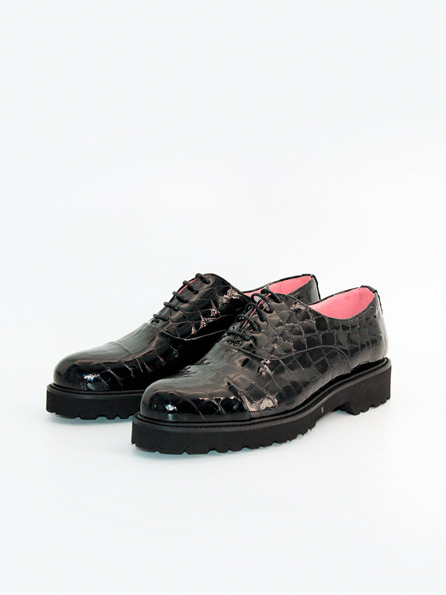 Zapatos de cordones mujer Paloma charol negro