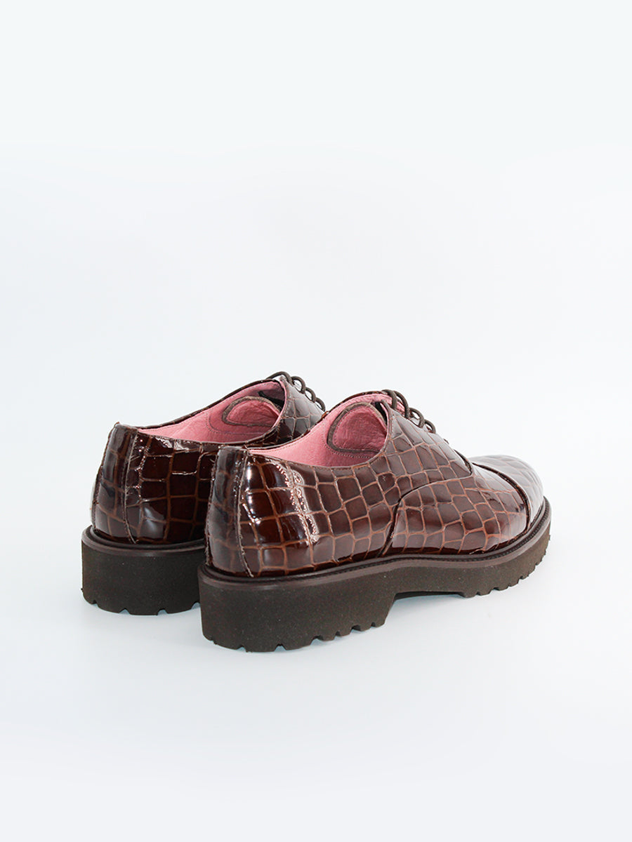 Zapatos de cordones mujer Paloma charol marrón