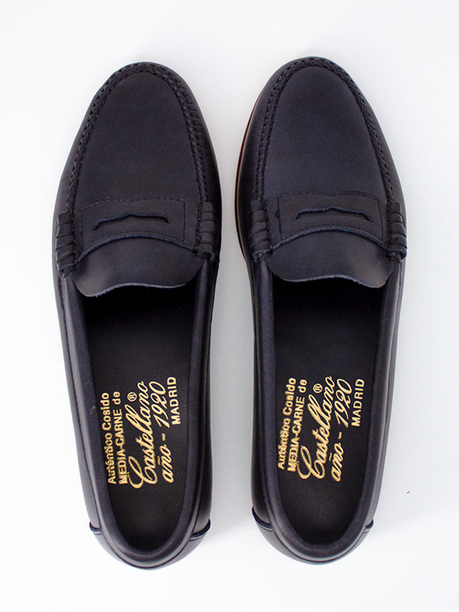 Mocasines de mujer 2200P antifaz piel vegetal color azul