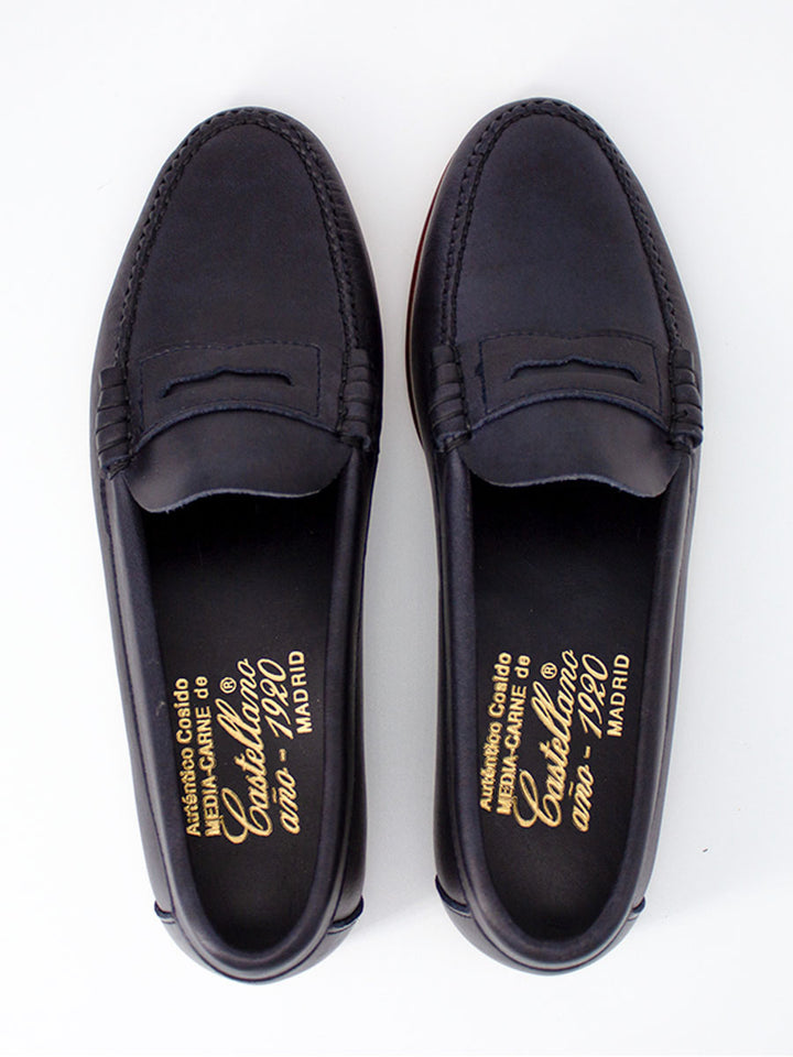 Mocasines de mujer 2200P antifaz piel vegetal color azul