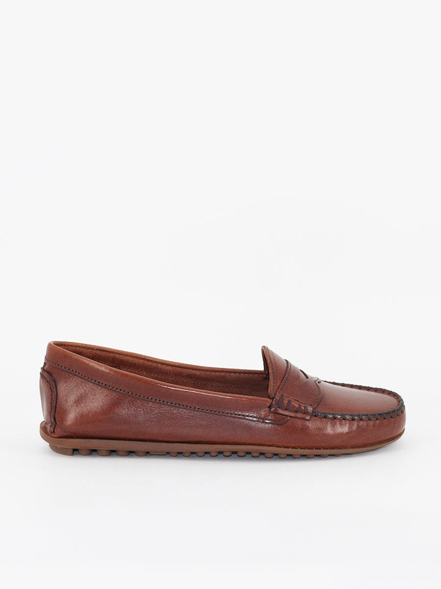 24 brown buffalo leather loafers 