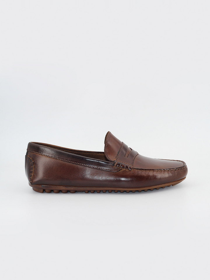 Men's loafers 31 chocolate brown leather 