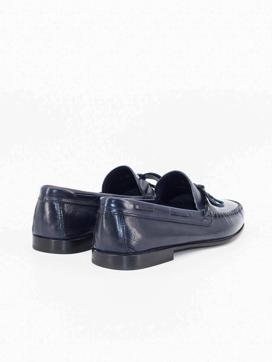 Fernando men's loafers with blue leather bow 