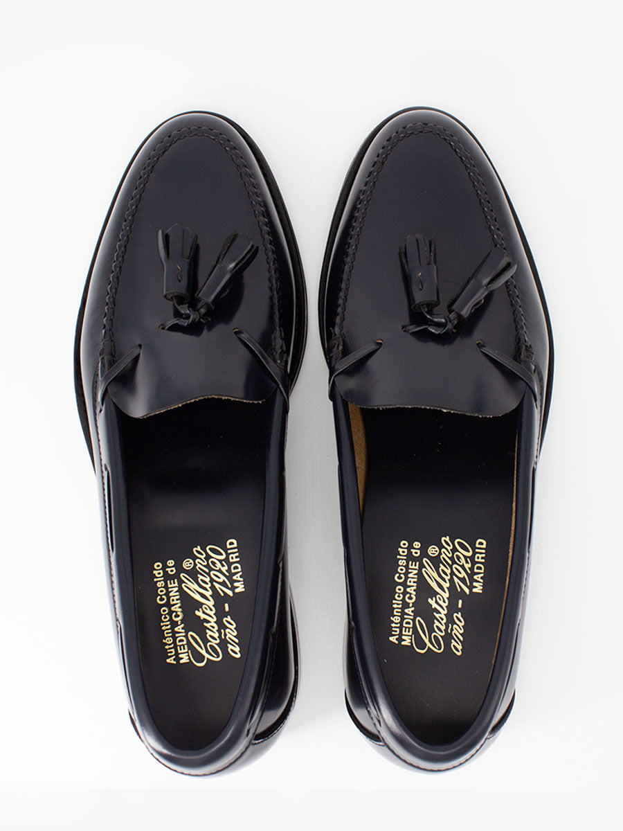 Castellano Men's loafers with tassels 5511 blue antik leather