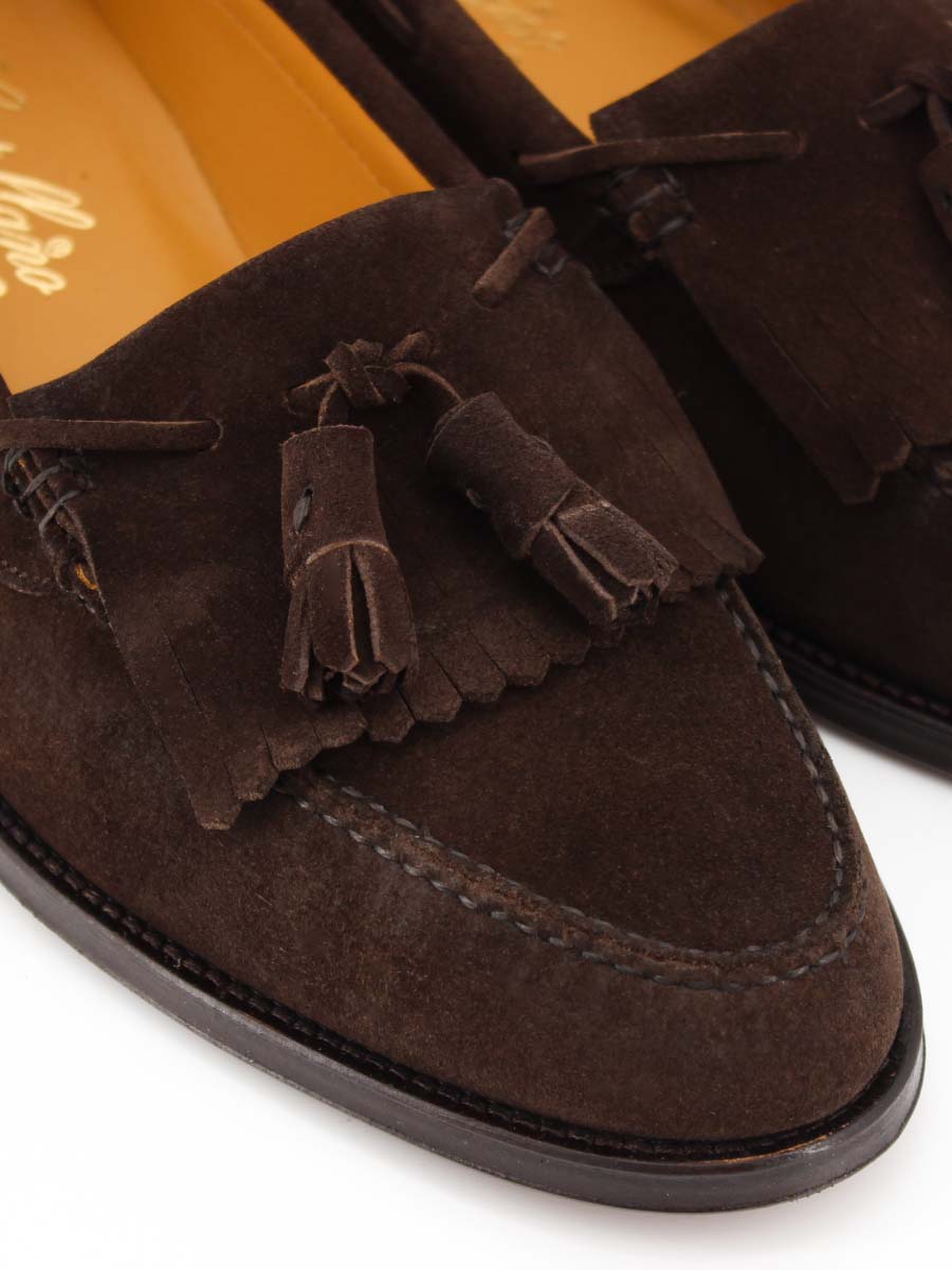 Mocasines de hombre  5545 piel flecos y borlas piel ante color marron