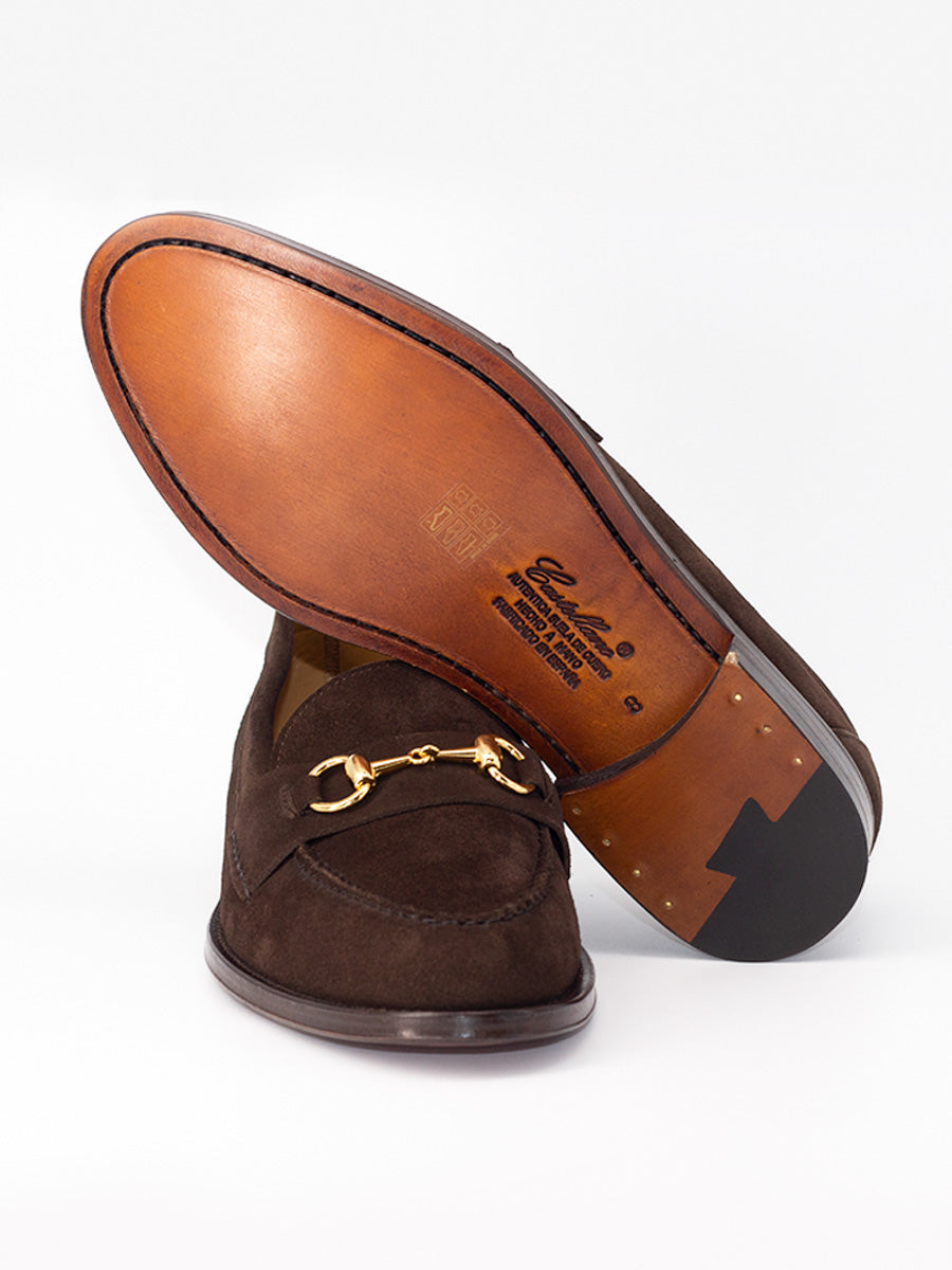 Men's loafers 5551 suede leather with brown decoration