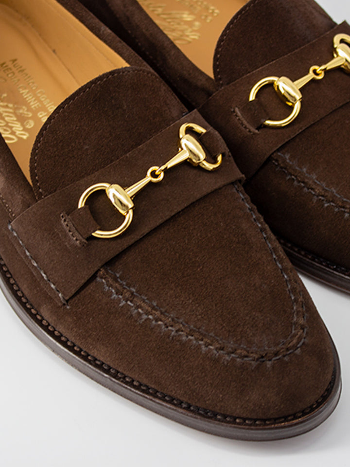 Men's loafers 5551 suede leather with brown decoration
