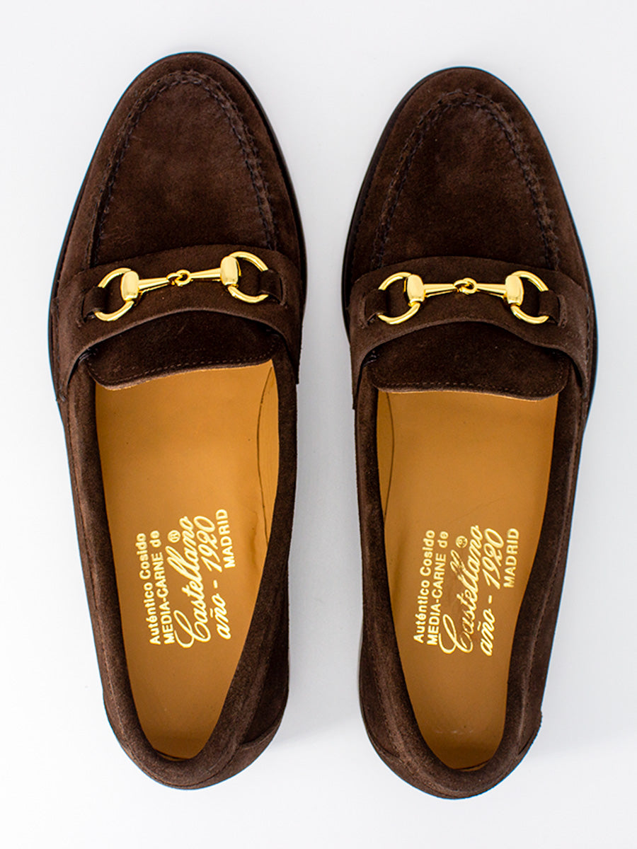 Men's loafers 5551 suede leather with brown decoration