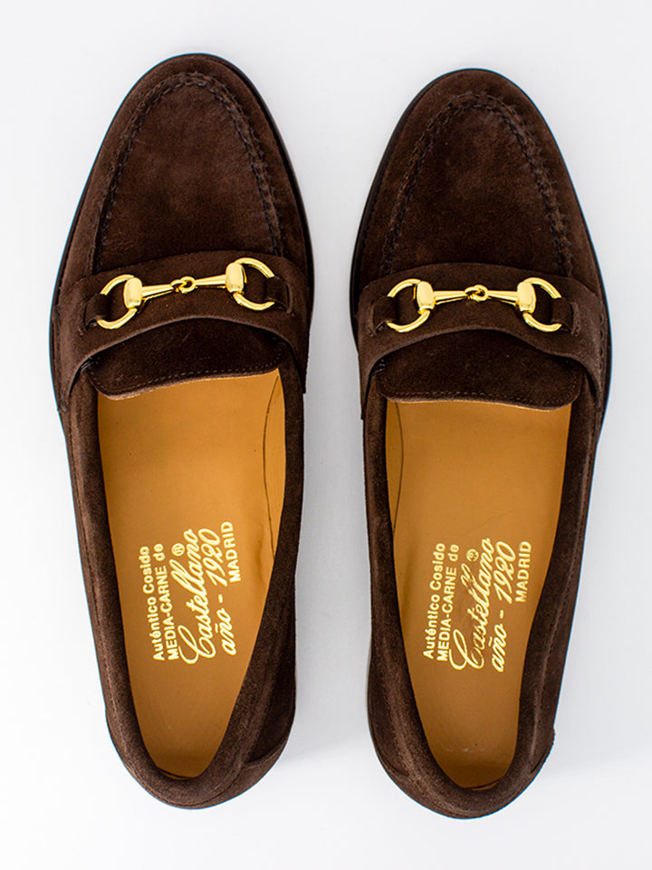Men's loafers 5551 suede leather with brown decoration