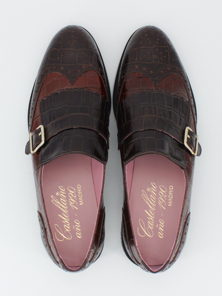 Zapatos Castellano de mujer Bianca  con flecos y hebilla