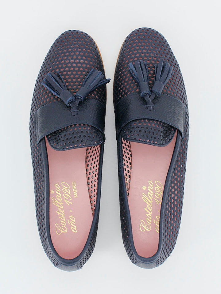 Cassino navy leather loafers
