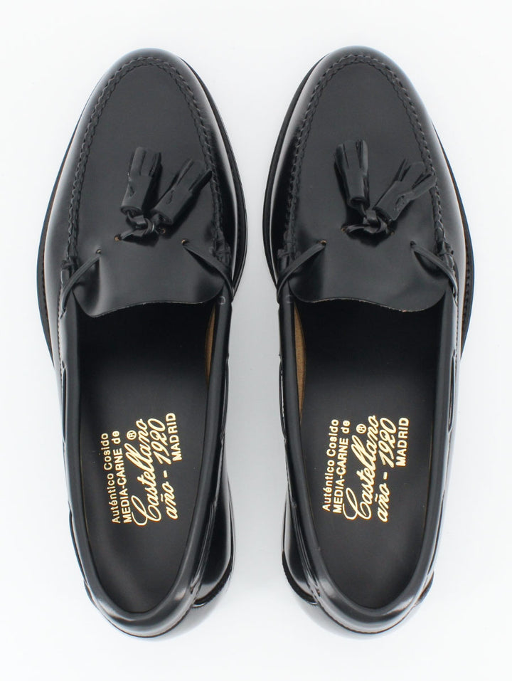 Castellano Men's loafers with tassels 5511 black antik leather