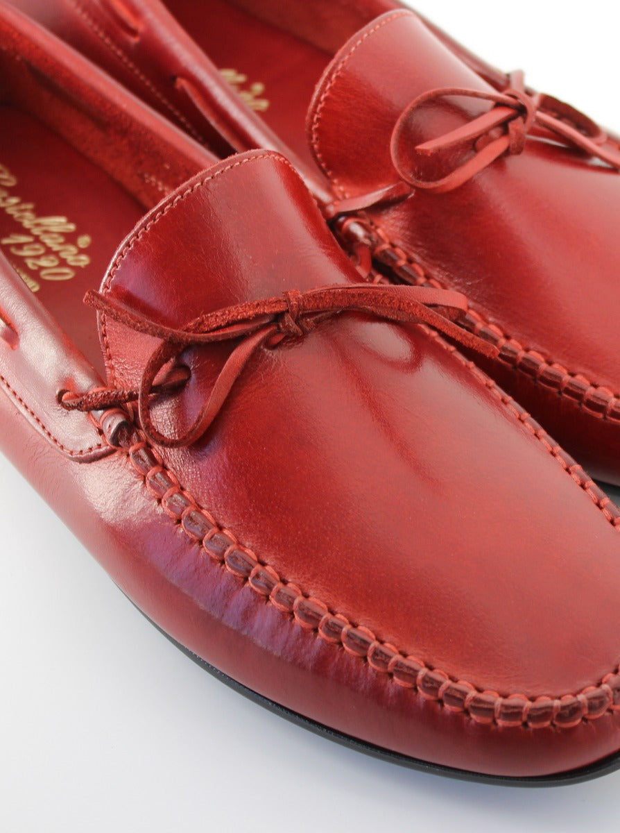 Mocasines modelo 6 lazo color rojo