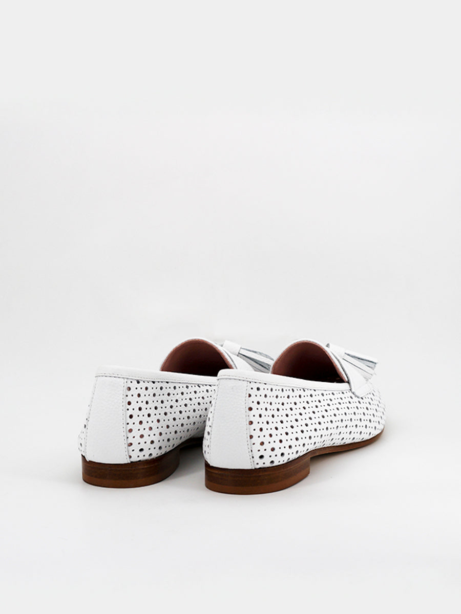 Enna white perforated leather loafers