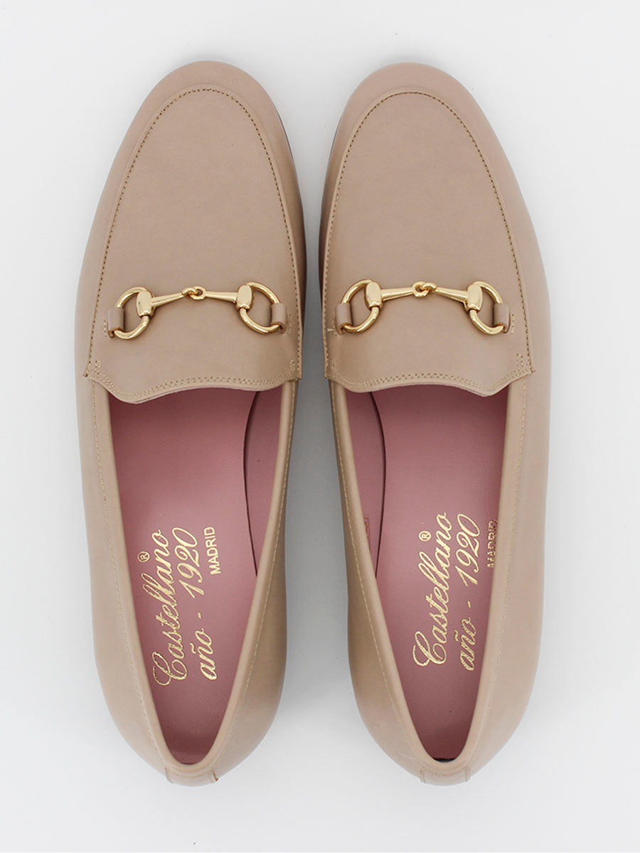 Mocasines Génova de piel coy color topo