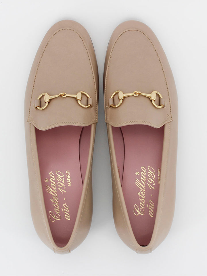 Mocasines Génova de piel coy color topo