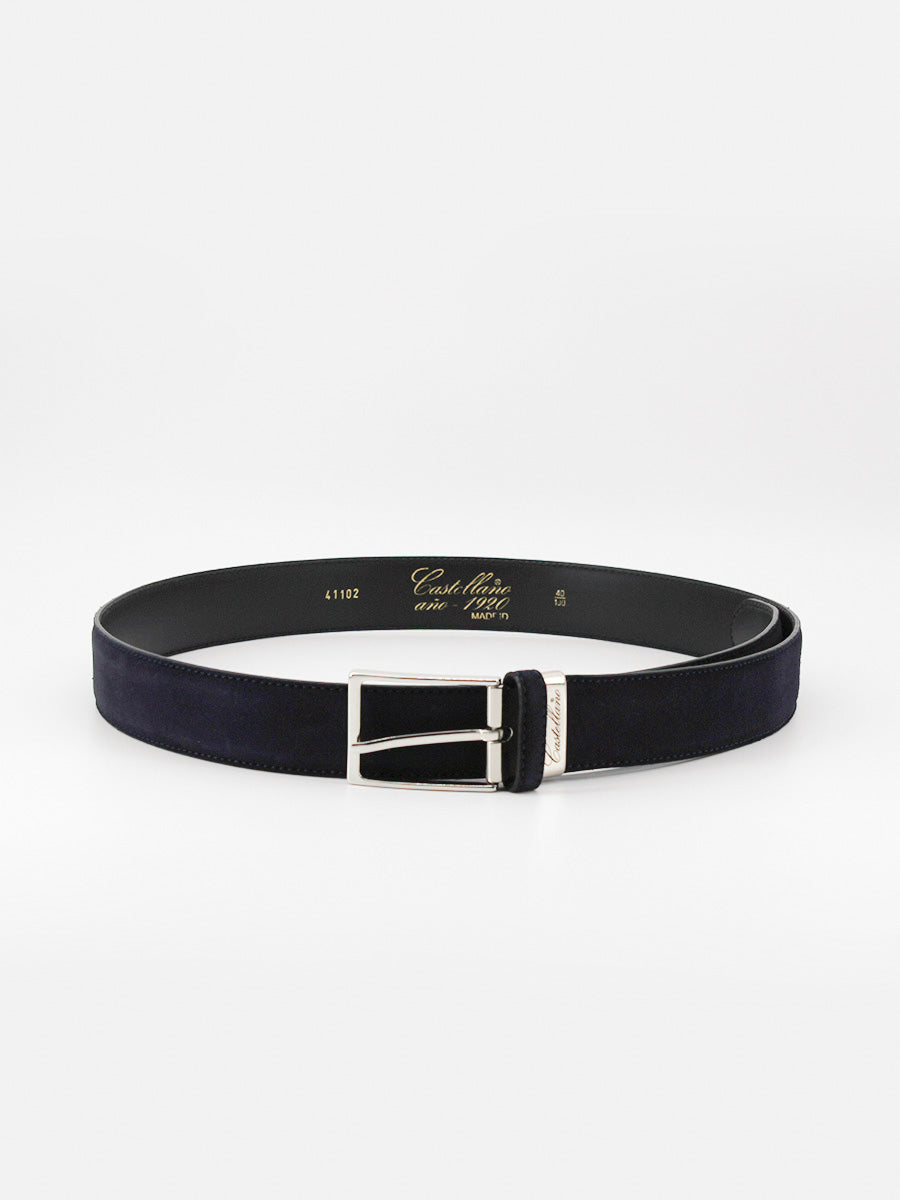 Navy blue suede leather belt