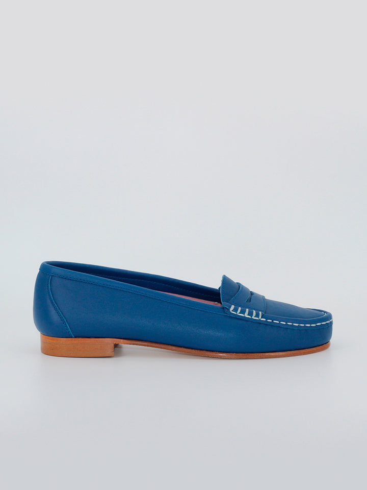 Roma women's blue leather loafers