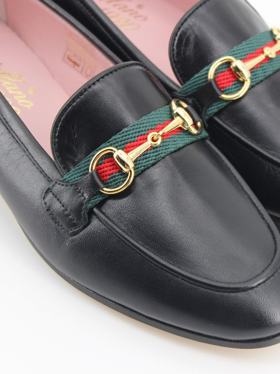 Taormina black coy leather loafers 