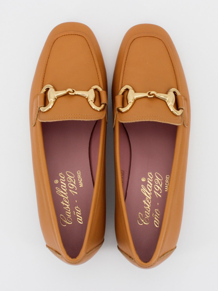 Mocasines de mujer Marittima en piel de color camel