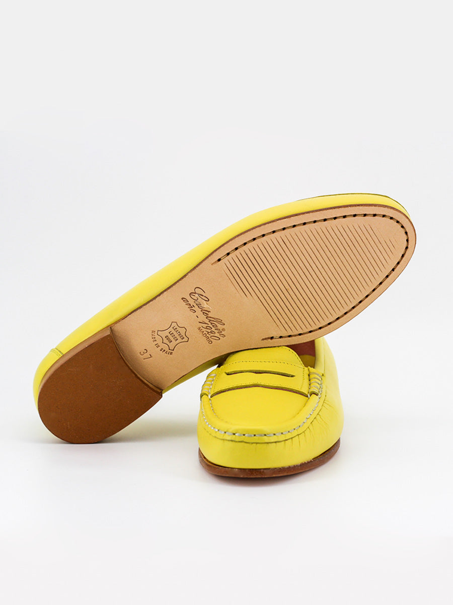 Roma women's yellow leather loafers