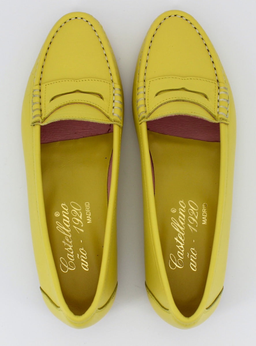 Roma women's yellow leather loafers