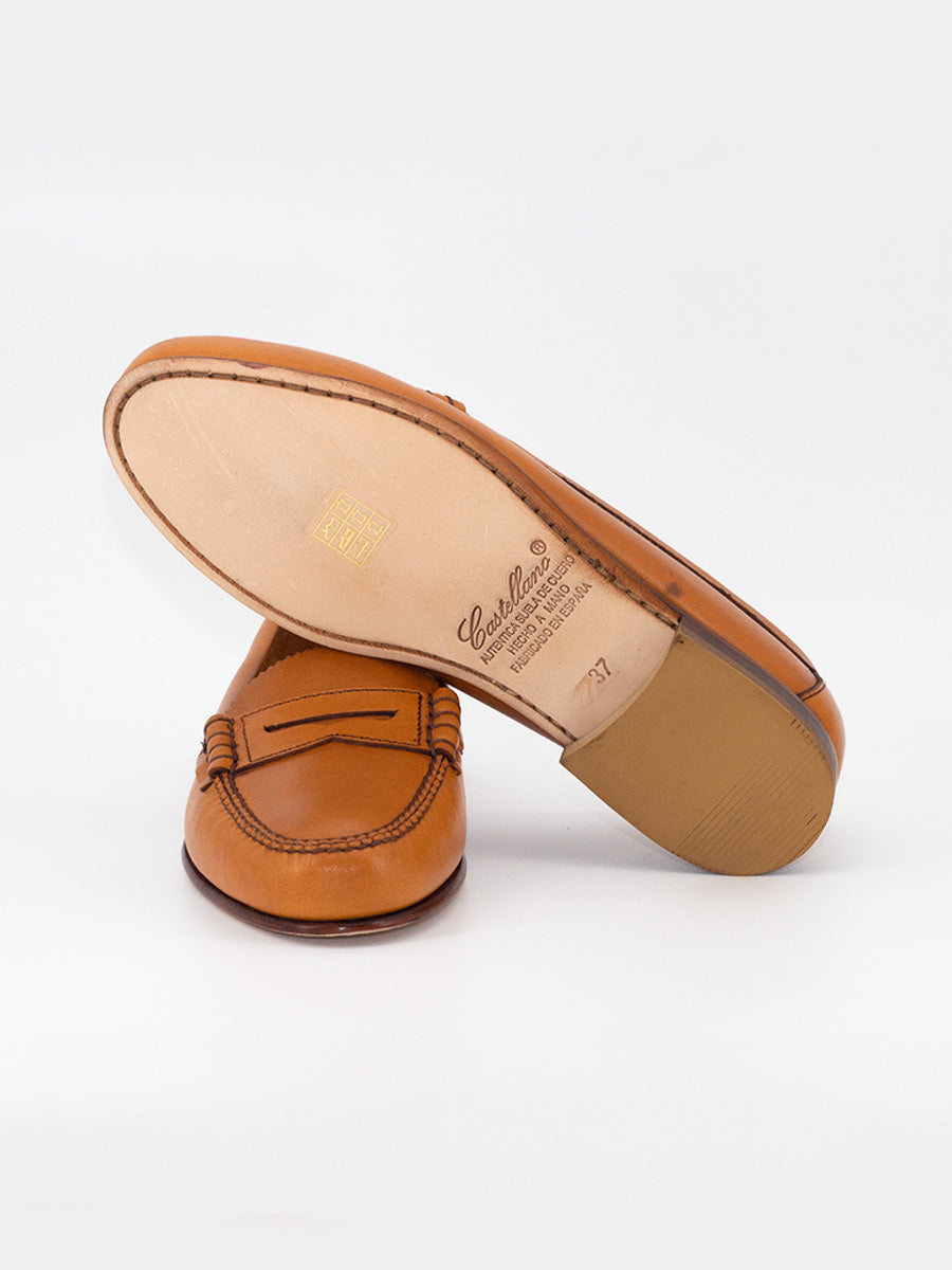 Mocasines de mujer Sol 10 antifaz piel oxford color natural