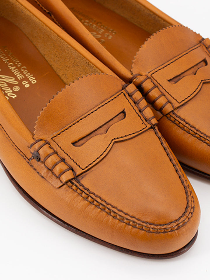 Mocasines de mujer Sol 10 antifaz piel oxford color natural