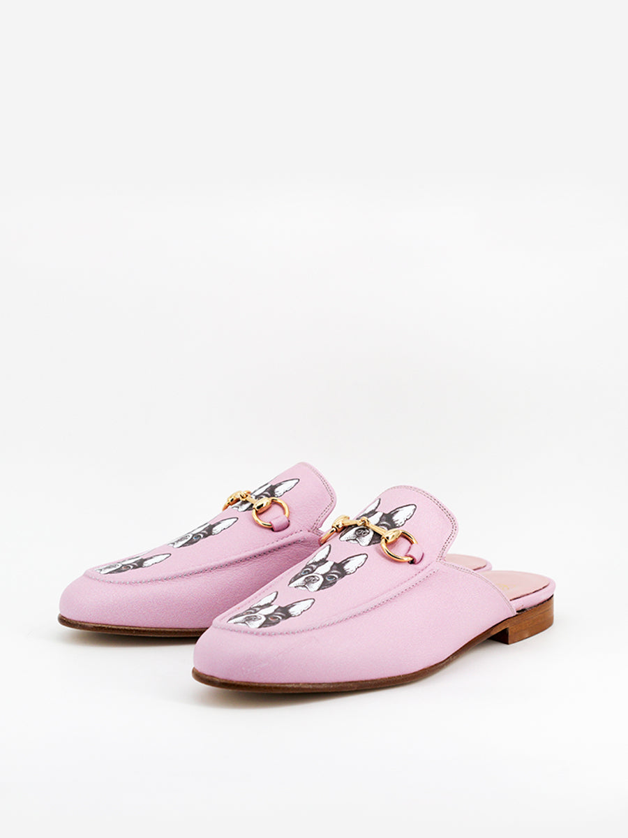 Venecia Bulldog pink leather mules
