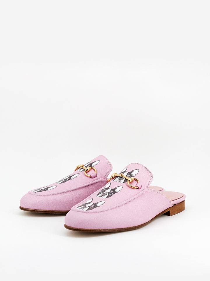 Venecia Bulldog pink leather mules