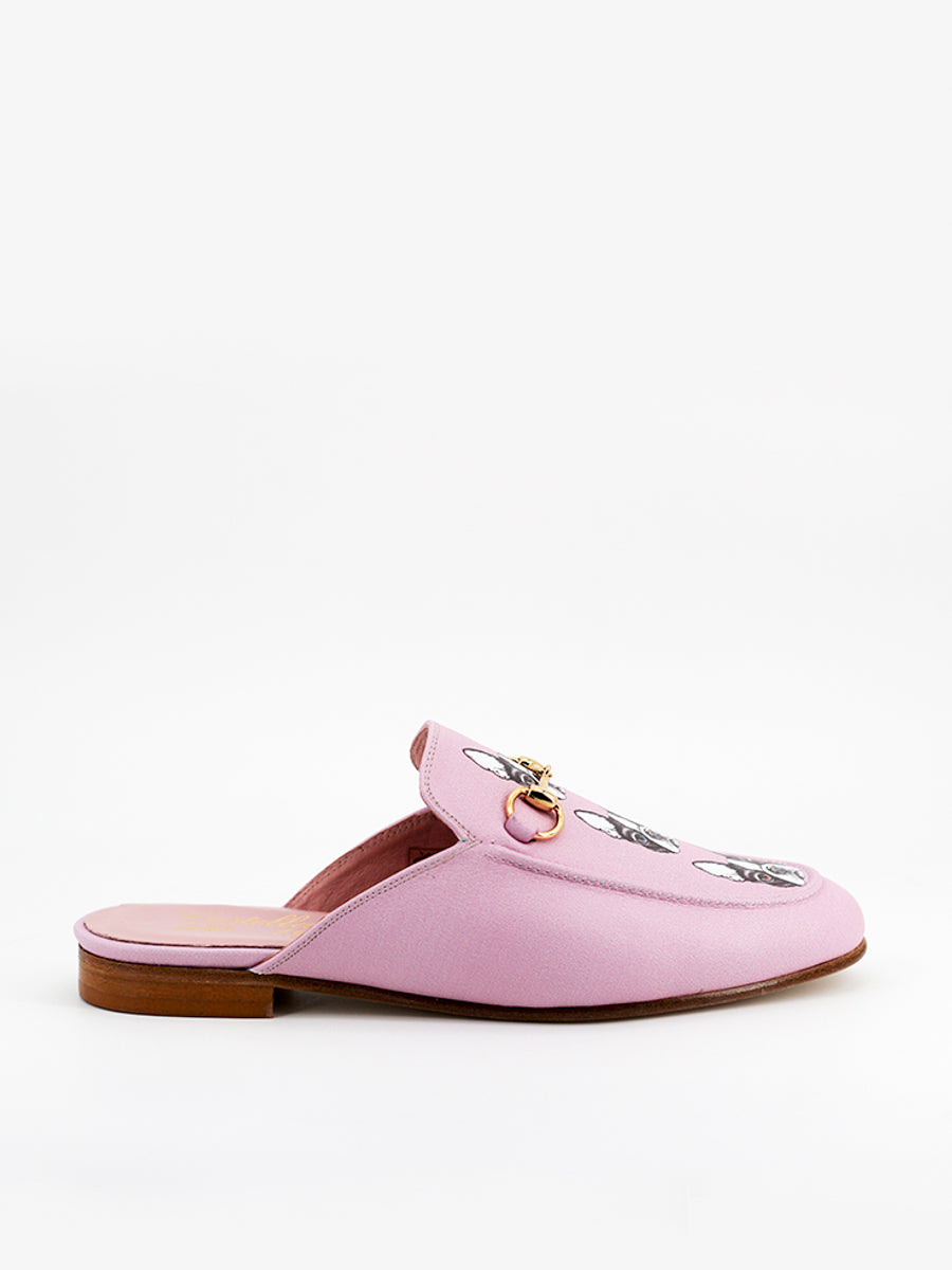 Venecia Bulldog pink leather mules