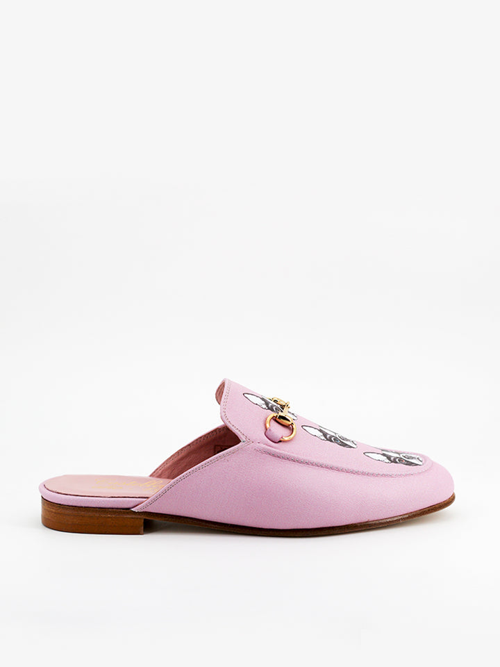 Venecia Bulldog pink leather mules