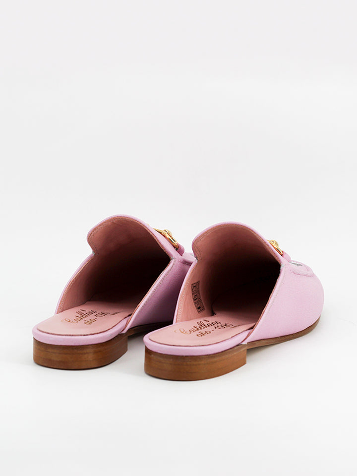 Venecia Bulldog pink leather mules